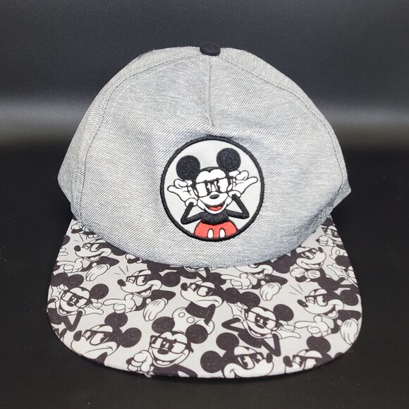 Disney Mickey Mouse Snapback Hat Gray Kids Cap Cartoon Print Adjustable - Picture 1 of 5
